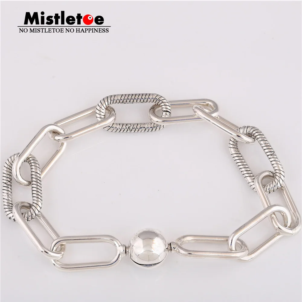 Омела, 925 пробы, серебряная, связанная цепочка, браслет, европейские ювелирные изделия