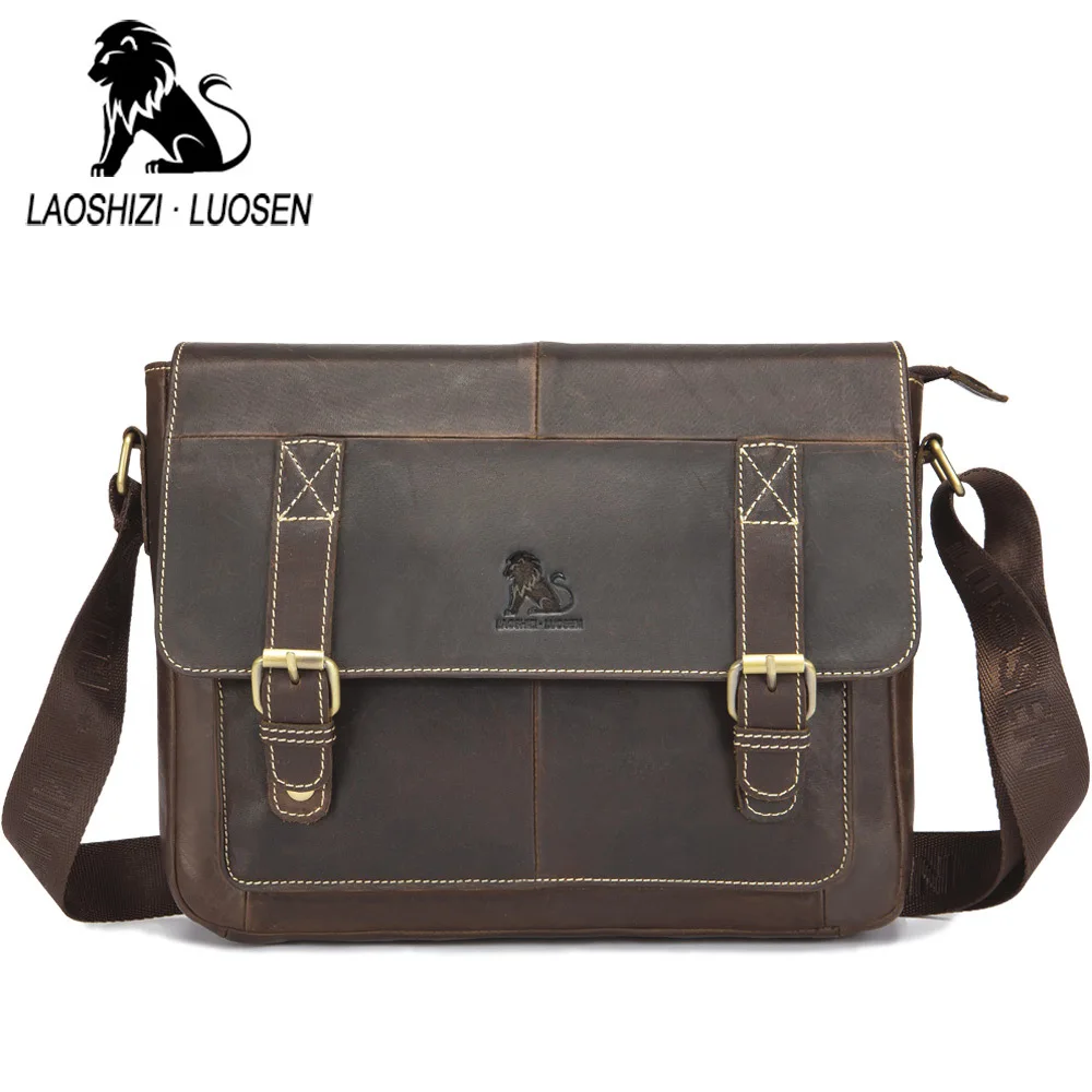 

Old Lion Full-grain Leather Men's Bag Genuine Leather Men Crossbody Bag Retro Cross Square Bag Entity Foreign Trade