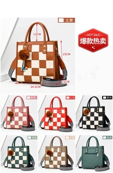 

Checkerboard Bag,Brand Black&white Plaid Design Handbag,Pu Bags Women,Igh Quality Leather Crossbody Bags