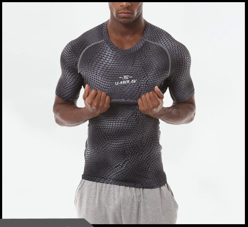 

2019 New European and American Pro Basketball Training Running Sports Tights Men Quick Dry Compression Fitness Clothes Shirt Men