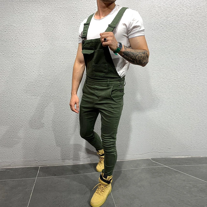 Spring Male Sleeveless Trousers Work Jumpsuit Men Pocket Overalls Pants Man Suspender Five Color Autumn Jumpsuit Casual 2019
