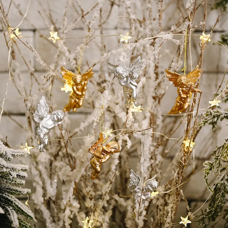 6 Pcs/set Gold Silver Angel Pendant 2020 Christmas Decoration Christmas Tree Decor Hanging Ornaments New Year Home Decor 6 Pcs/set Gold Silver Angel Pendant 2020 Christmas Decoration Christmas Tree Decor Hanging Ornaments New Year Home Decor