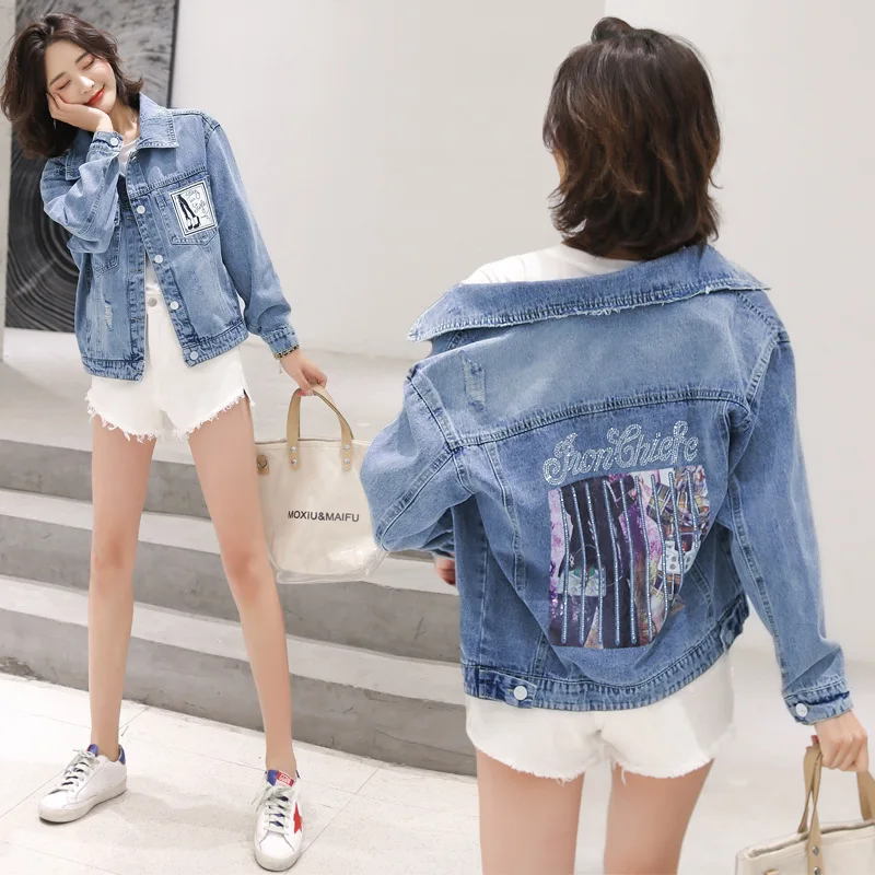 Ideal  2019 Spring And Autumn Jacket Korean-style Versatile Short Coat Women's Thin Short-height with Hole