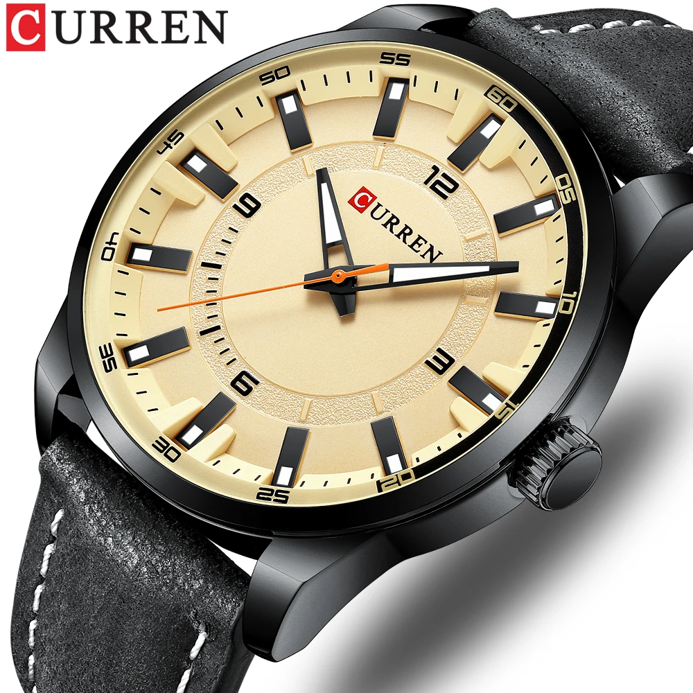

New CURREN New Blue Fashion Watches for Men Casual Leather Quartz Wristwatches Simple Creative Clock for Gift Relogio Masculino