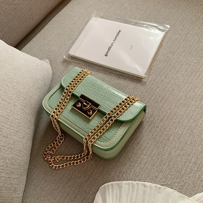 

New Arrival Bag Women's 2019 New Style Korean-style Crocodile Pattern bai da xiao Square Bag Fashion Western Style Chain Shoulde