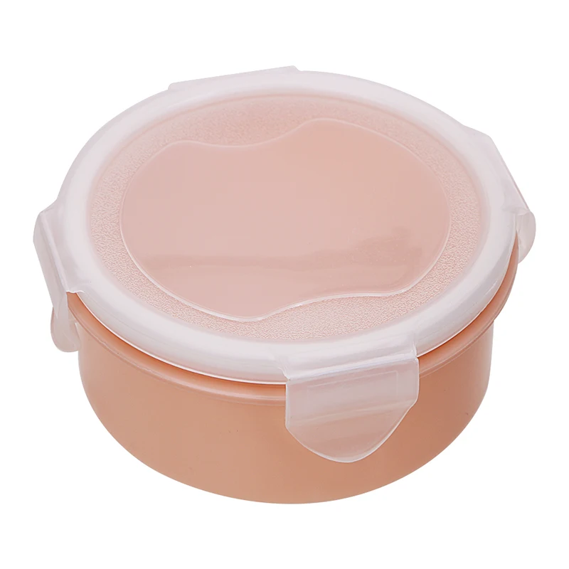 round pink Портативная коробка для бенто Microwavable Ланч-боксы для детей с 3 отделениями контейнер для еды для пикника с ложкой - Цвет: round pink