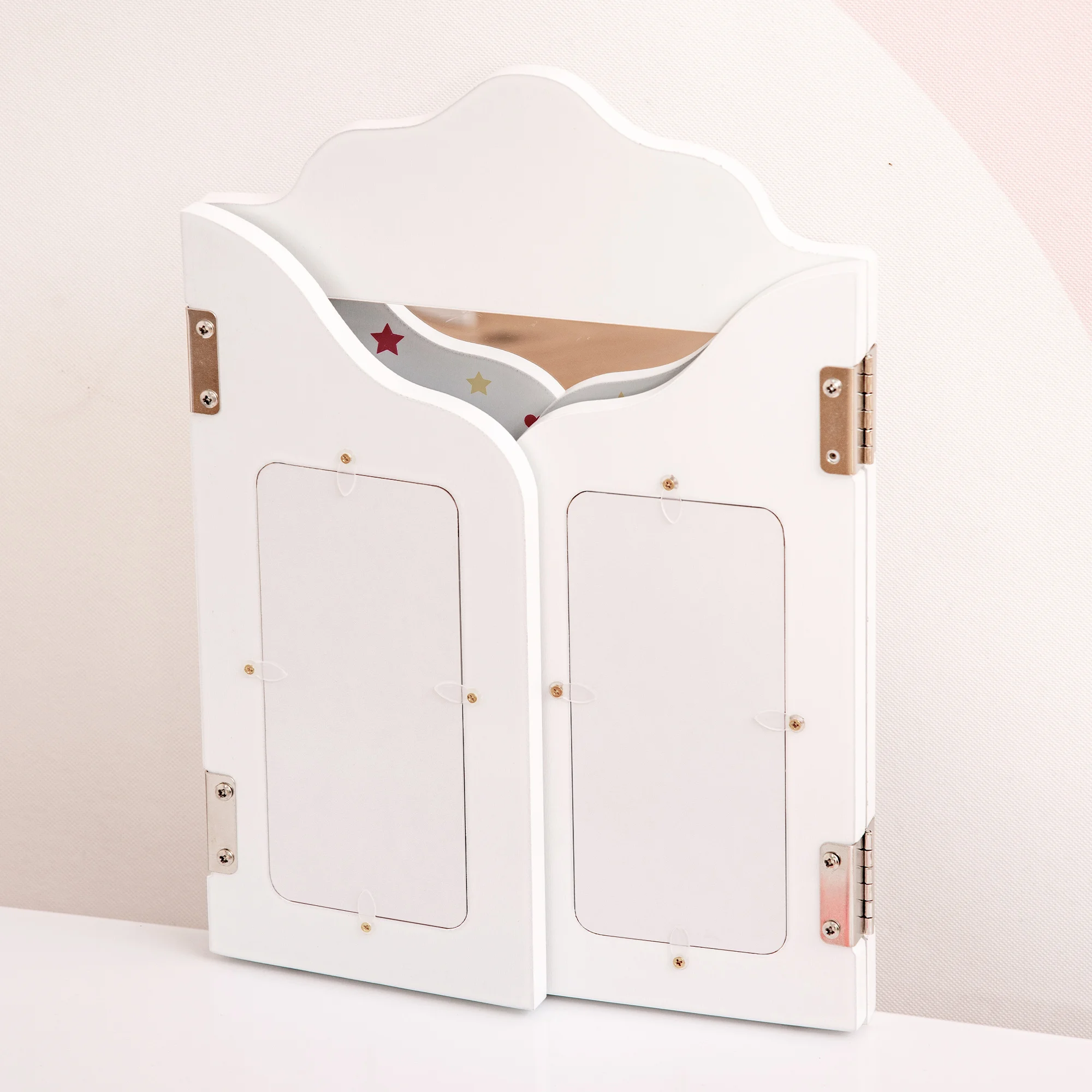 Toeletta Per Bambini Con Sgabello - Specchio Moderno E Cassetto, Legno, Rosa, 59x39x77 Cm - Foto 3