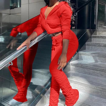 

2020 Women's Pajamas Sets Casual Autumn Winter Solid Sleepwear Outfits Long Sleeve Hooded Pants Ladies Pajama Tracksuit Homewear