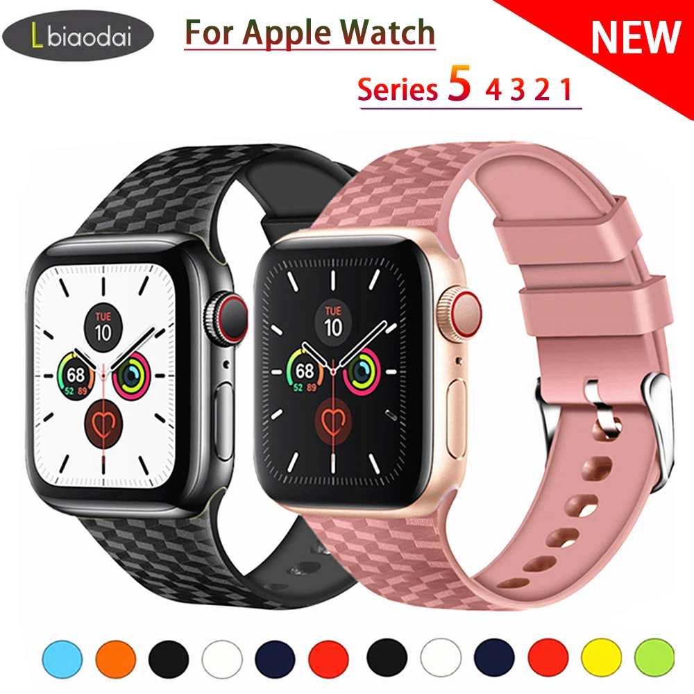 Силиконовый ремешок для Apple watch 5, ремешок для Apple watch 5, 4, 3, 2, 44 мм, 40 мм, iwatch, ремешок 38 мм, 42 мм, 3D текстура, спортивный ремешок для часов, браслет