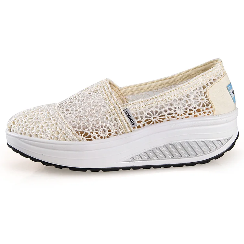 

Minika 2019 Spring And Summer Autumn New Style Hollow out Breathable Rocking Shoes Women's Slanted Heel Sports Running Shoes 900