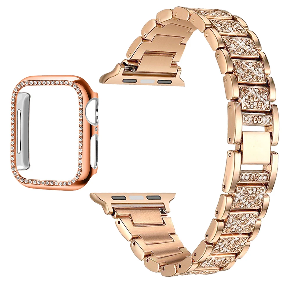 For Apple Watch Band Series 6 5 4 3 2 1 Women Lady Diamond Band Strap For  Iwatch 6 44mm 40mm 42mm 38mm Stainless Steel Bracelet - Watchbands -  AliExpress