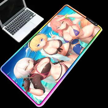 

Yuzuoan RGB Anime Sexy Girl Samurai Beach Vacation Pictures Printed Mouse Pad Customized Marquee Lock USB Interface