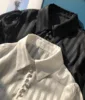 Women White/Black Contrast Stripe Multi Buttoned Micro-transparent  Blouse Shirt - Ladies Long Sleeve Lapel Top 4