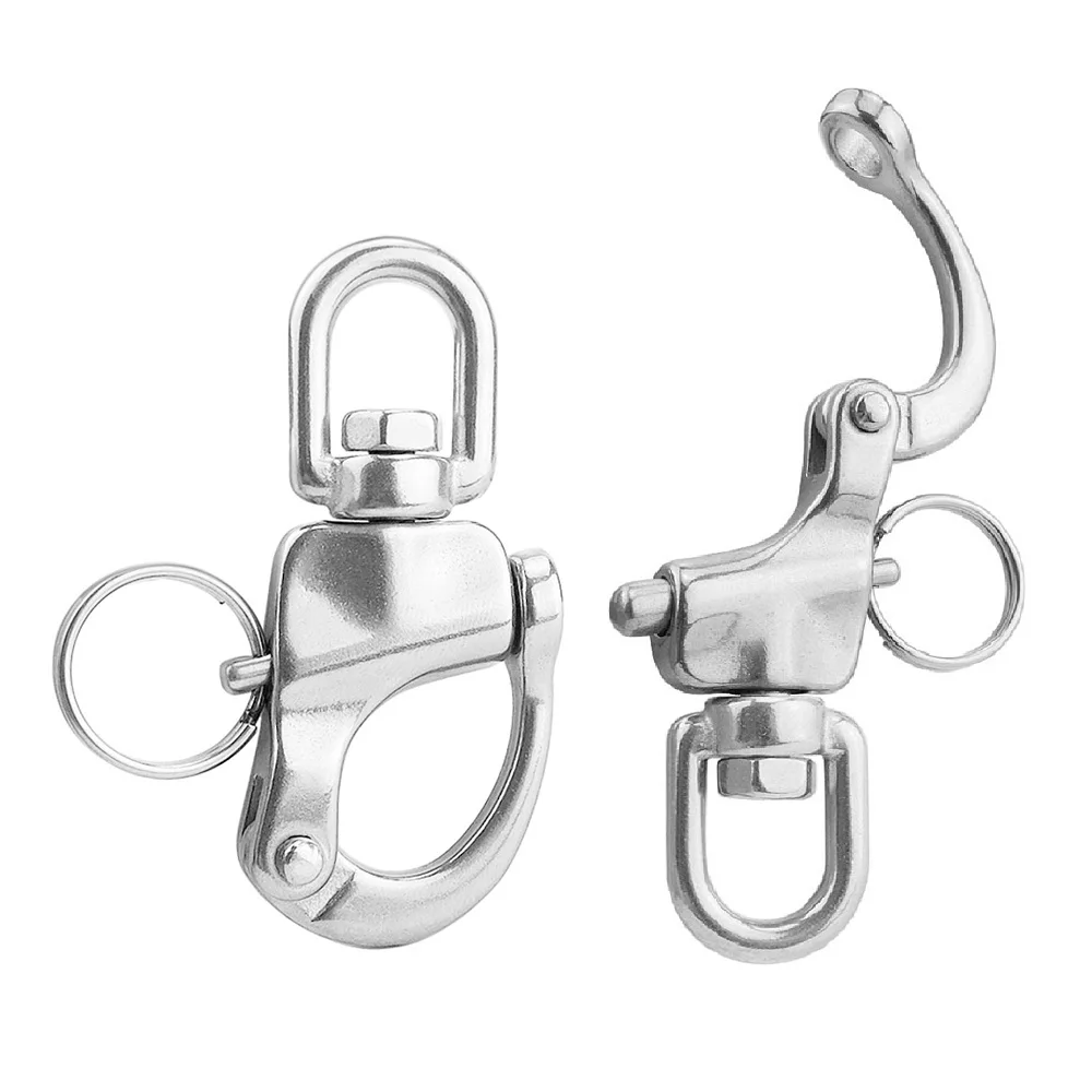 

2Pcs 316 Stainless Steel D-Ring Swivel Bail Shackle Quick Release Boat Anchor Chain Eye Shackle Swivel Snap Hook Marine Hardware