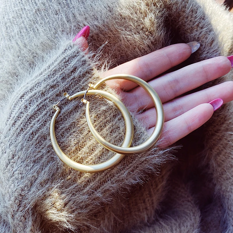 Корейский Лидер продаж модные ювелирные изделия большие металлические круглые серьги простые атмосферные золотые преувеличенные серьги для женщин подарок