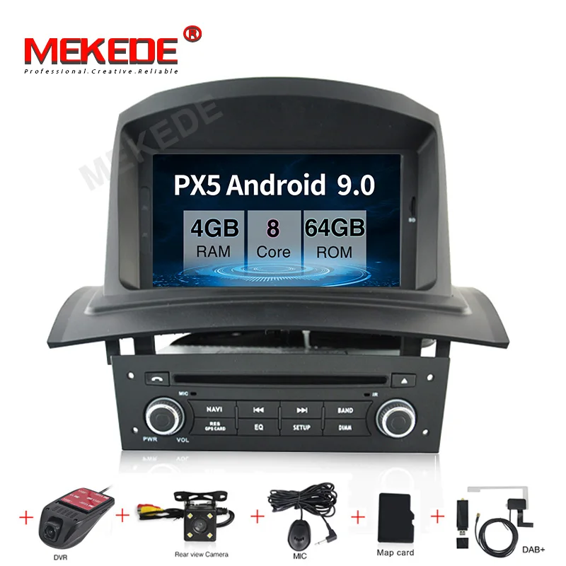 PX5 MEKEDE Android 9,0 четырехъядерный Автомобильный мультимедийный dvd-плеер для Megane II Fluence Megane 2 2002-2008 с аудио радио gps BT - Цвет: PX5
