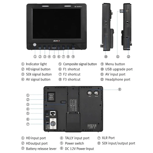 Viltrox DC-70 PRO 7 дюймов 1920x1200 ips камера видео полевой монитор Поддержка 4K HD/SDI/AV/TALLY in HD/SDI OUT для Canon Nikon sony