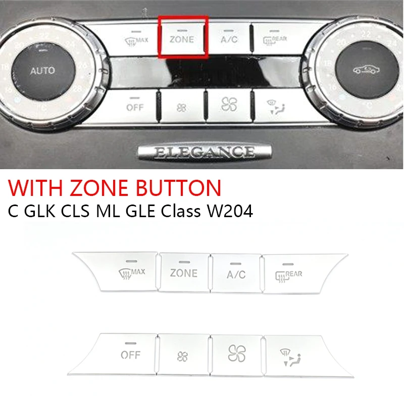 

8PCS AC Dash Buttons Cover Media Volume Buttons Cover Stickers for Mercedes Benz C GLK CLS ML GLE W204