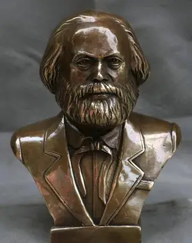 

8" German Great Philosopher Communist Carl Marx Bust Head Bronze Statue