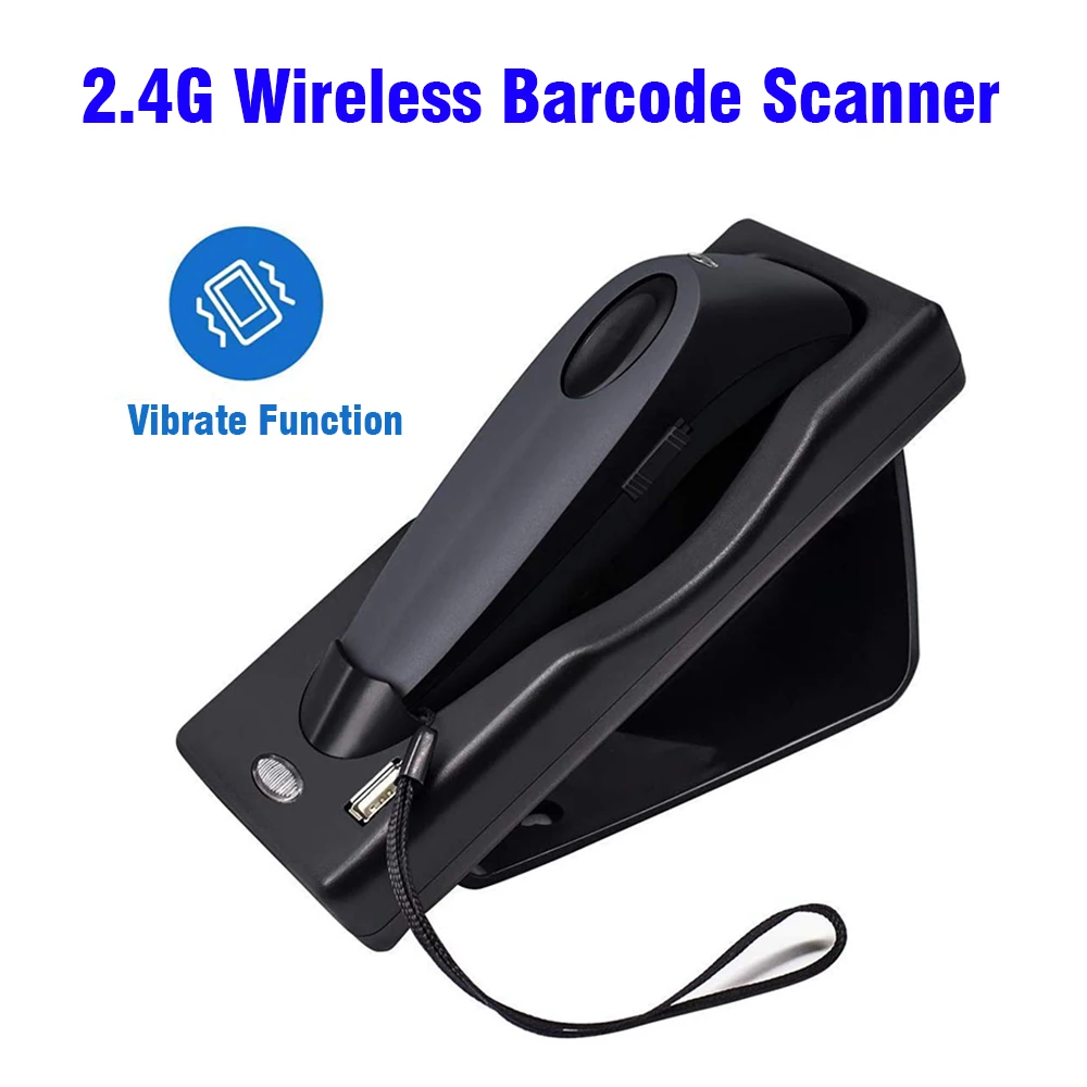 R40 2.4G Wireless Bluetooth 2D Barcode Scanner with Base Reader Vibrate function 