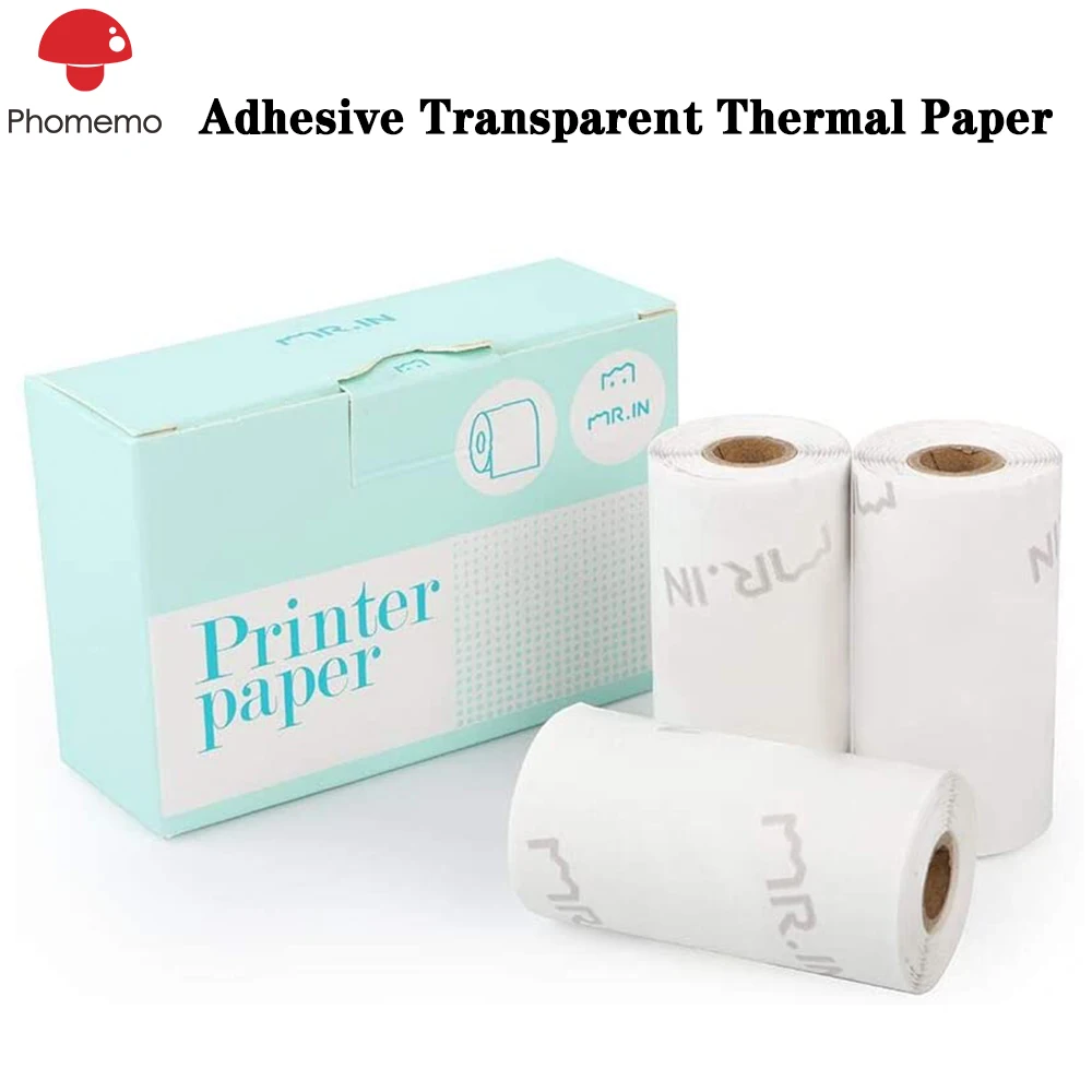Phomemo transparente adhesivo de Papel térmico para Phomemo M02/M02 Pro/M02S impresora pegatina imprimible papel fotográfico para impresora