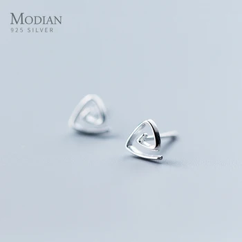

Modian Authentic 925 Sterling Silver Minimalist Geometric Triangle Tiny Stud Earring for Women Korea Style Ear Pin Fine Jewelry