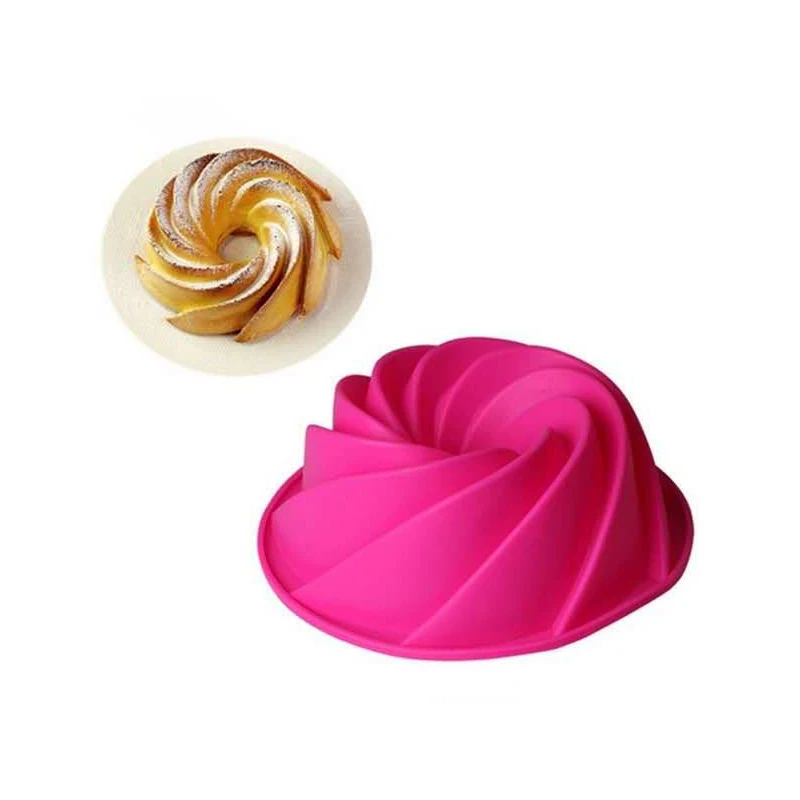 Upors Large Spiral Shape Food Grade Silicone Cake Mold Pan 3d Fluted Cake Mould Form Bread Bakery Baking Tools Bakeware