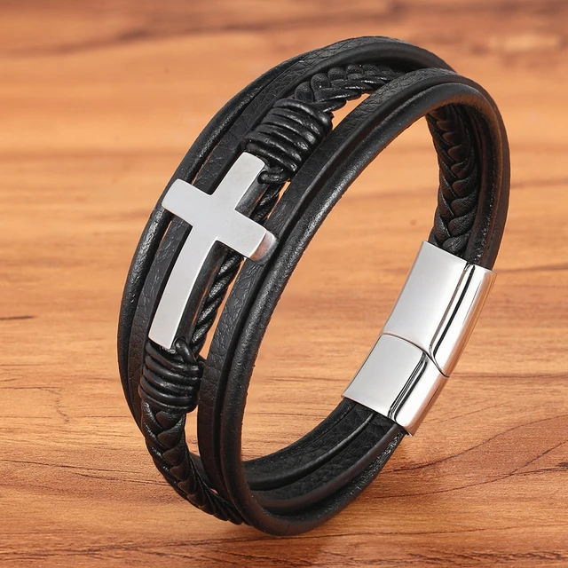 Afolabi Multicolor Cross Design Leather Bracelet - Image 4