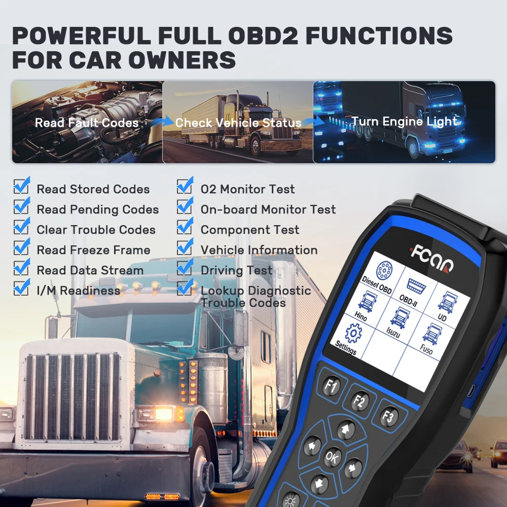 Профессиональный сканер Obd2 для тяжелых грузовиков Автомобильный FCAR F506 Pro DPF
