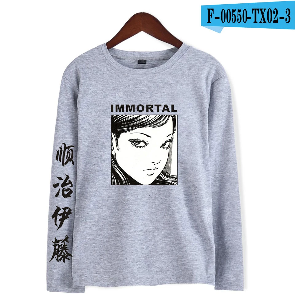 Junji ito 2D модные принтованные футболки женские/мужские повседневные футболки с длинным рукавом Новое поступление, горячая Распродажа, трендовая футболка - Цвет: Синий