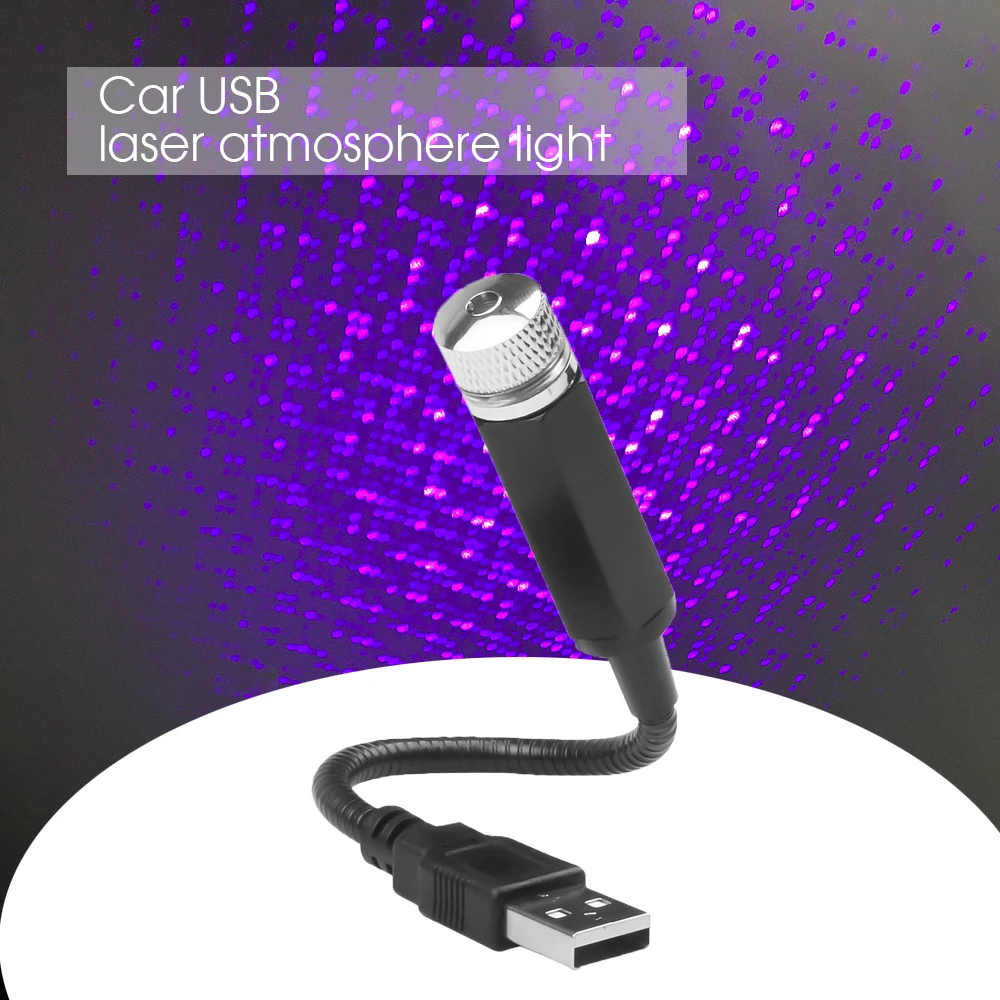 USB светодиодный Ночной светильник на крышу автомобиля лазерный проектор