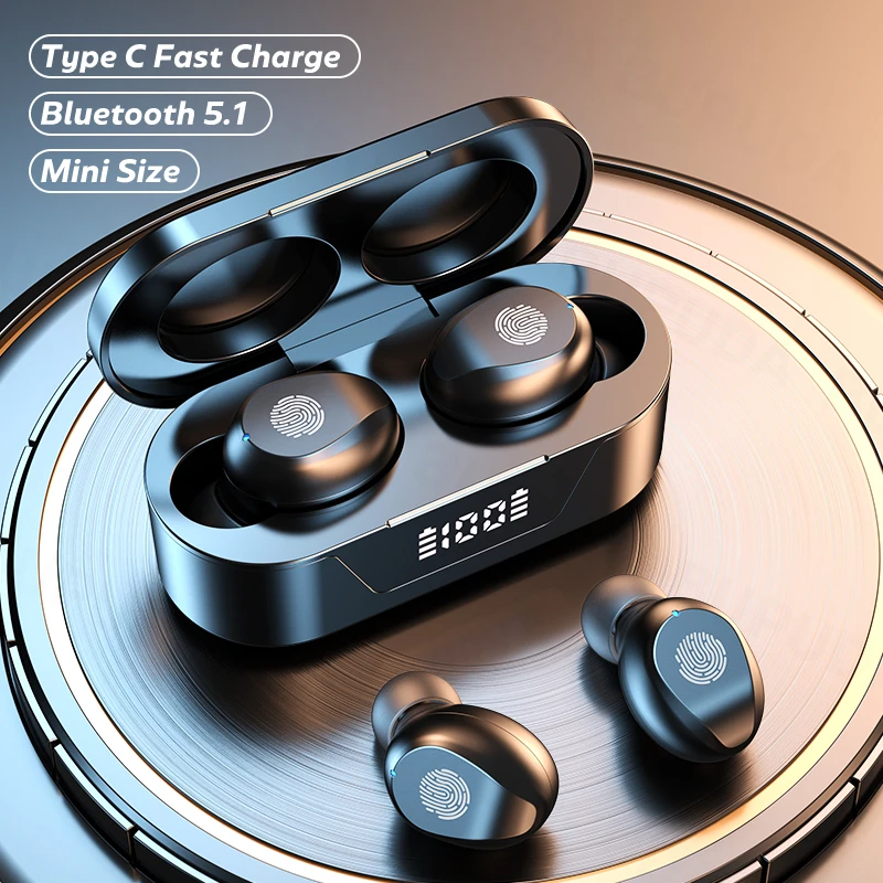 Wireless Headphones Touch Control Power Digit-Display Earphone Bluetooth Sport Waterproof With Mic wireless headphones