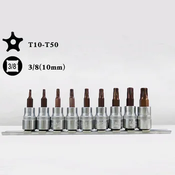 

Replacement Torx Bit Socket 3/8 inches S2 Chrome vanadium steel T10-T50 Tools