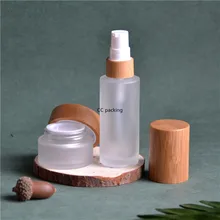 Косметическая упаковка 15 г, 30 г, 50 г, матовая прозрачная Черная Стеклянная Косметическая банка для крема для лица с деревянной крышкой, 1 унция, стеклянная банка для эфирного масла