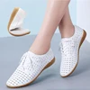 2022 New Spring Women Oxford Shoes Ballerina Flats Shoes Women Genuine Leather Shoes Moccasins Lace Up Loafers White Shoes 35-41 ► Photo 2/6