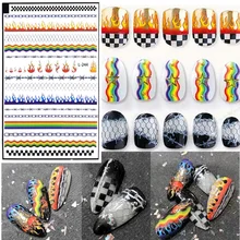 Новейшие L-244 наклейки для ногтей с эффектом пламени, 3d наклейки для дизайна ногтей, наклейки для ногтей, штамповка, экспорт из Японии, дизайнерские стразы, украшения