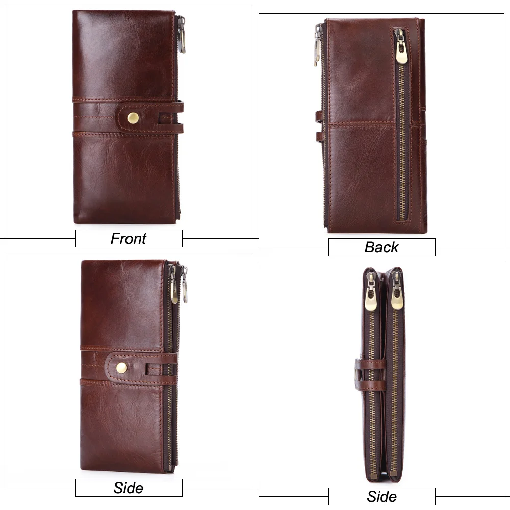 Flanker Men Clutch Wallet Genuine Leather Long Wallet Cell Phone Fashion Purse With Card Holders Zipper Coin Pocket portemonnee