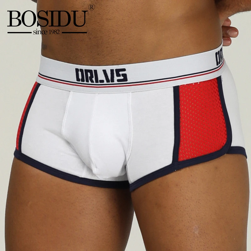 

2019 New Pure Men Boxer Male Mesh Shorts Comfortable Cutton Men underwear 4 size Breathable Solid Panties