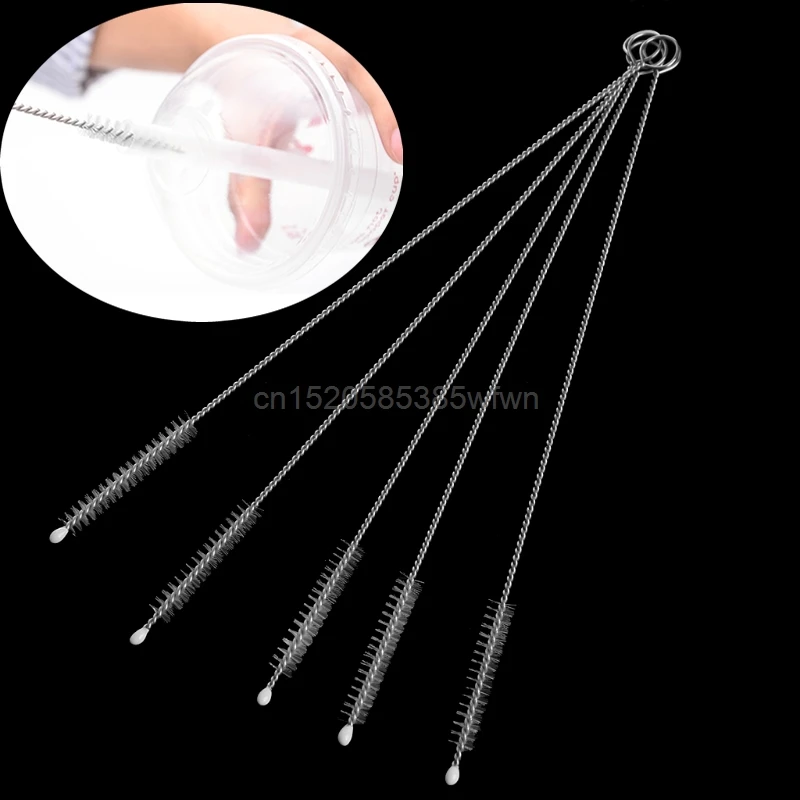 

5Pcs/lot Baby Milk Feeding Bottle Drink Water Cup Straw Washing Brush Cleaner Spiral Soft Hair Cleaning Tool Drop shipping