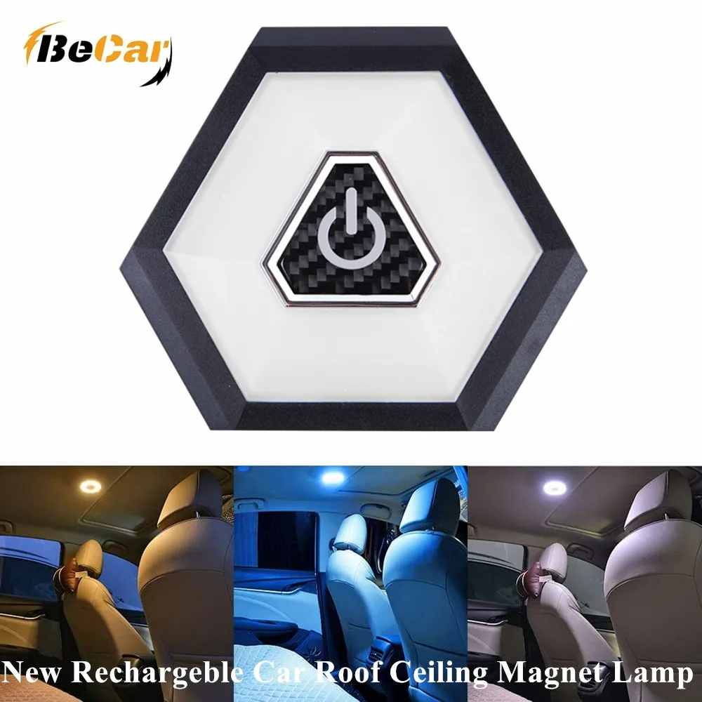

Rechargeble LED Car Roof Reading Light Pack for Room Bedroom RV Ceiling Dome Map Trunk Light Lamp Flashlight Warm White Ice Blue