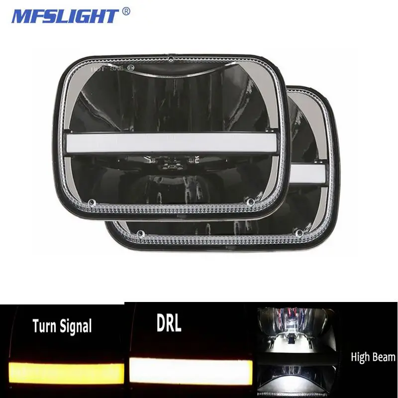 

5x7" LED Truck Headlight with Daytime Running Light 12V 24V LED Projector Headlamps Amber Turn Signal For Jeep Cherokee XJ