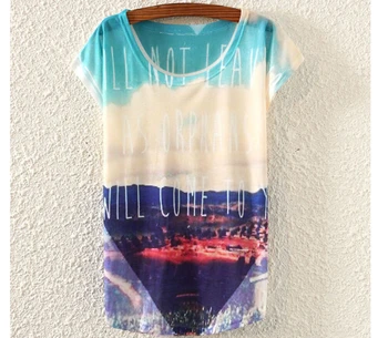 

New Fashion Women Short Sleeve Colorful Ladies Cat Animal Print T Shirt Tee Tops Round Neck