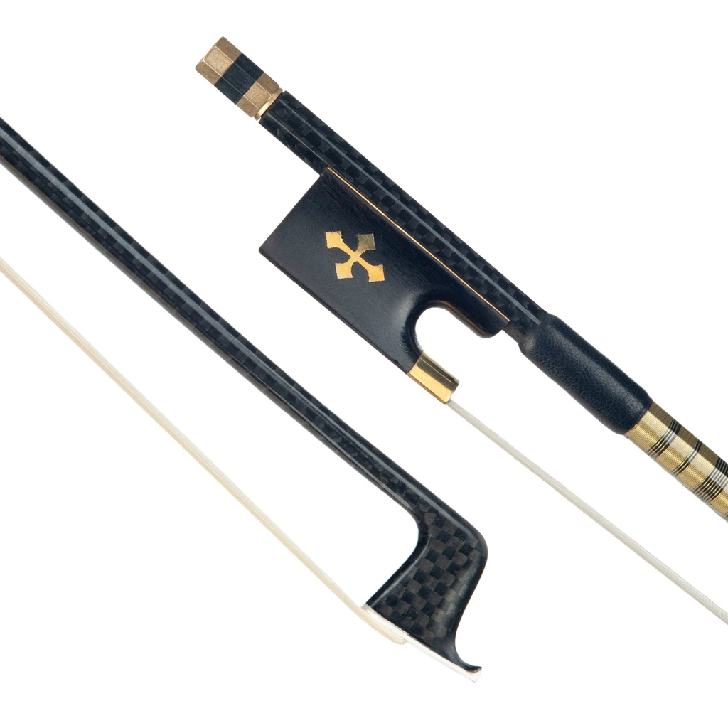 

New Carbon Fiber Violin Bow Grid Pattern Bow With Copper Wire Cross Shape Frog Good Balance For 4/4 Violin Bow Gold Color