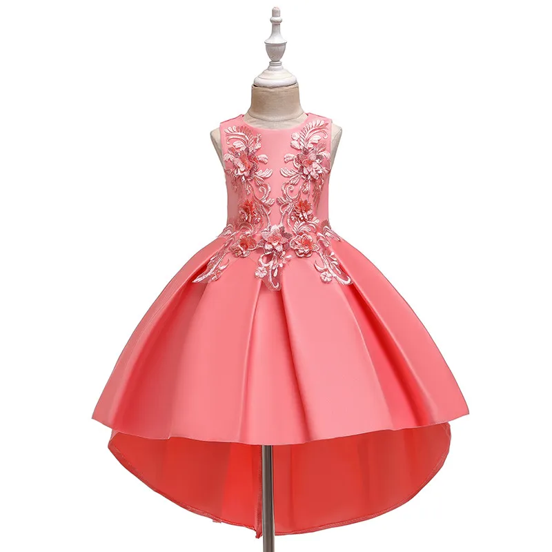 Детское нарядное платье-пачка с цветочным рисунком для девочек, детское торжественное платье для девочек на свадьбу, костюм принцессы для первого причастия - Цвет: watermelon red