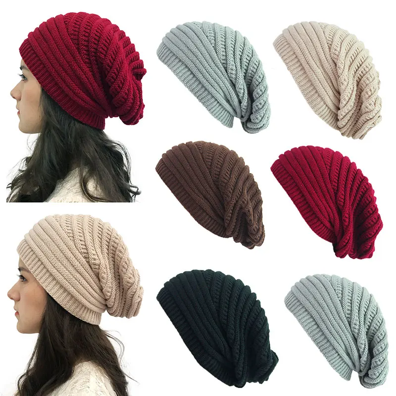 

New hedging cap Skullies Warm Knitted Hats Women Skullcap Winter Balaclava Gorro Bonnet Female Beanie Hair Accessories Turban