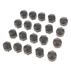 Premium Gray 19mm Car Wheel Lug Nut Bolt Cover Caps - Set of 20