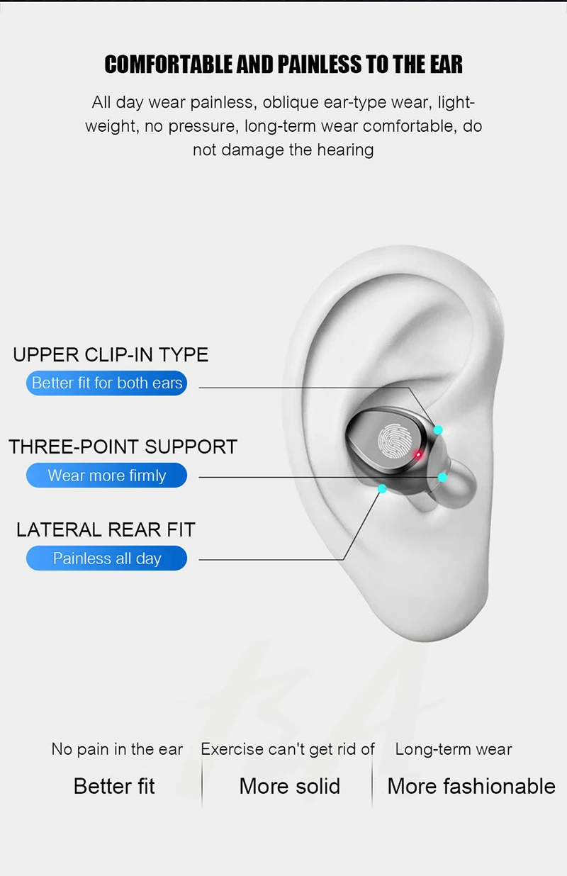 TWS, Bluetooth 5,0, беспроводные наушники, стерео, спортивные, беспроводные наушники, гарнитура, 2000 мА/ч, зарядная коробка для телефона