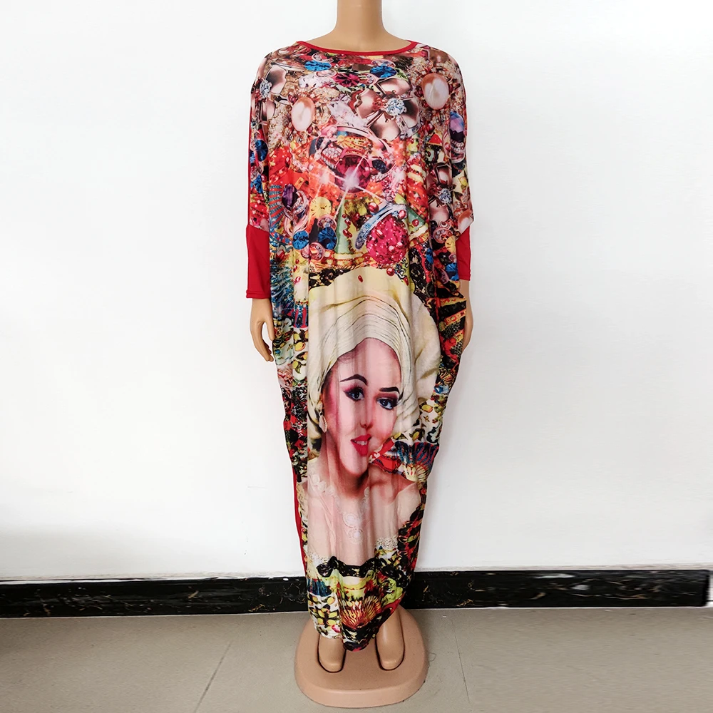 Vetement Femme 2021 African Dresses For Women Beauty Print Colorful Elegant Nigeria Long Robe Sexy Daily Bazin Party Casual african fashion designers