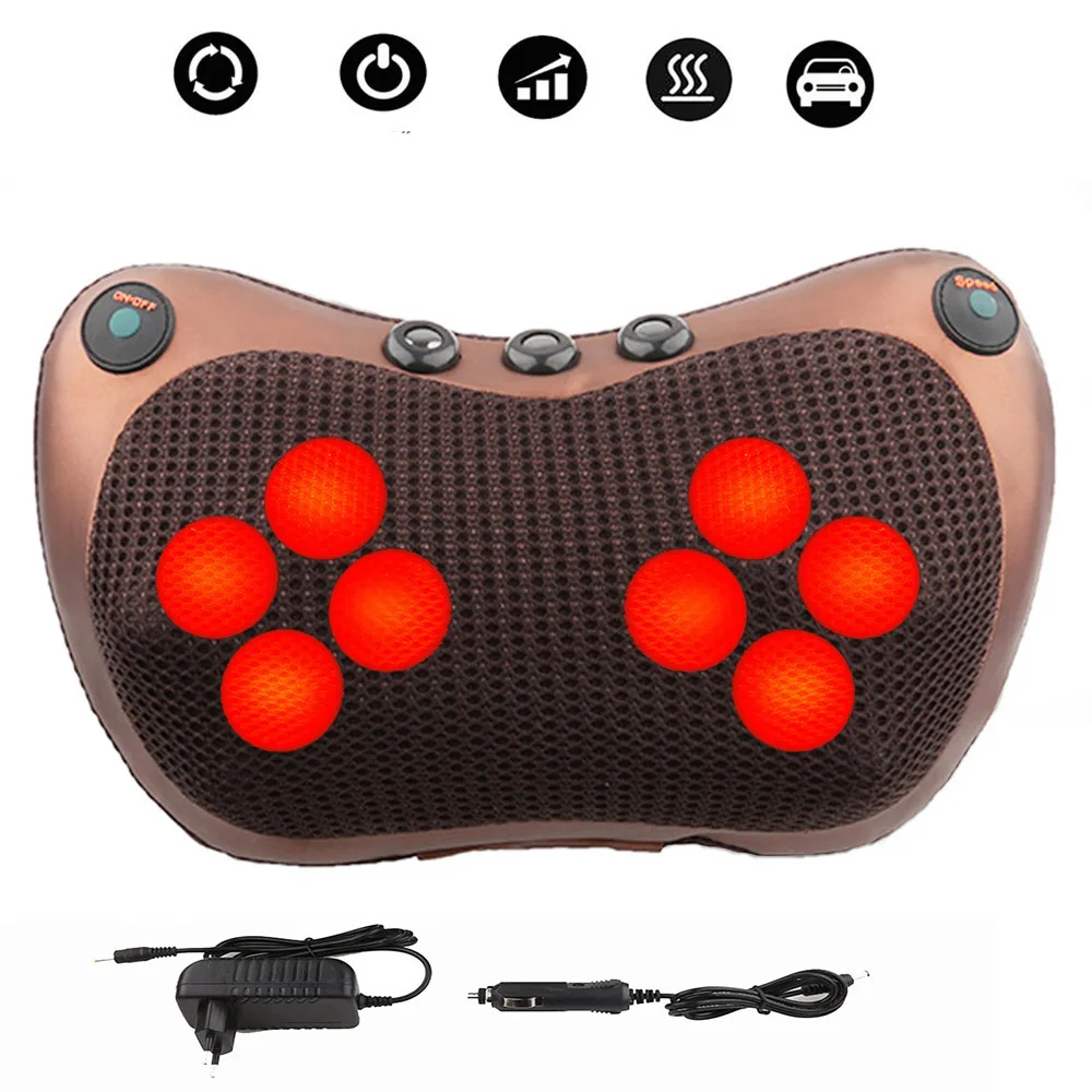 Massage Pillow Relax Vibrator Electric Shoulder Back Heating Kneading Infrared therapy shiatsu Neck Massager