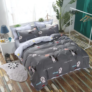 

Thumbedding Pet Dogs Bedding Set Single Creative Fashionable Dark Grey Duvet Cover Cartoon Soft Queen King Full Twin Bed Set